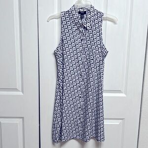 Alfani White Black Bird Print Sleeveless Button Down Casual Dress Size 8